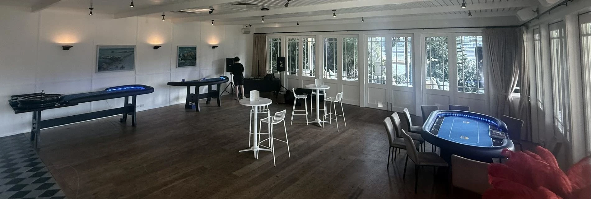 Casino tables, fantastic corporate event at a wonderful Brisbane venue Howard Smith Wharves.