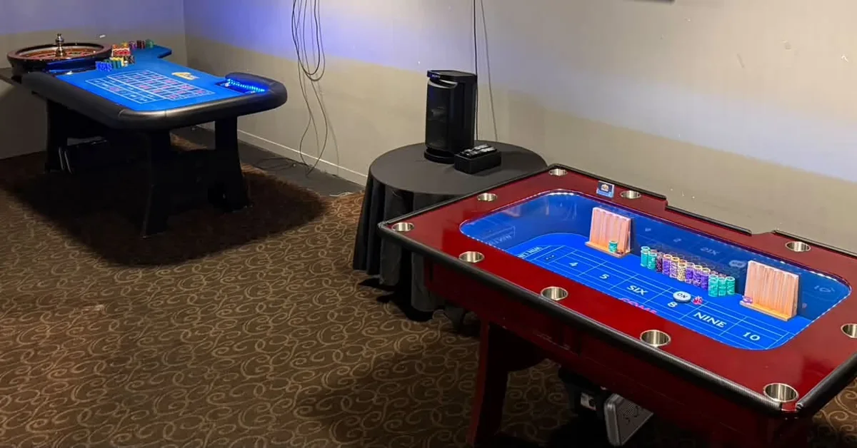 Casino roulette and craps tables for a 40th birthday party, Gold Coast